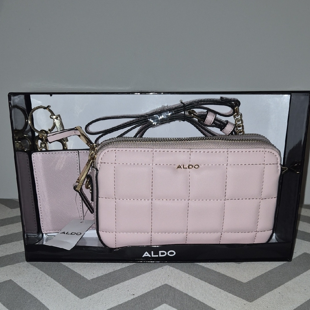 ALDO Light Pink Quilted Crossbody Bag Set
